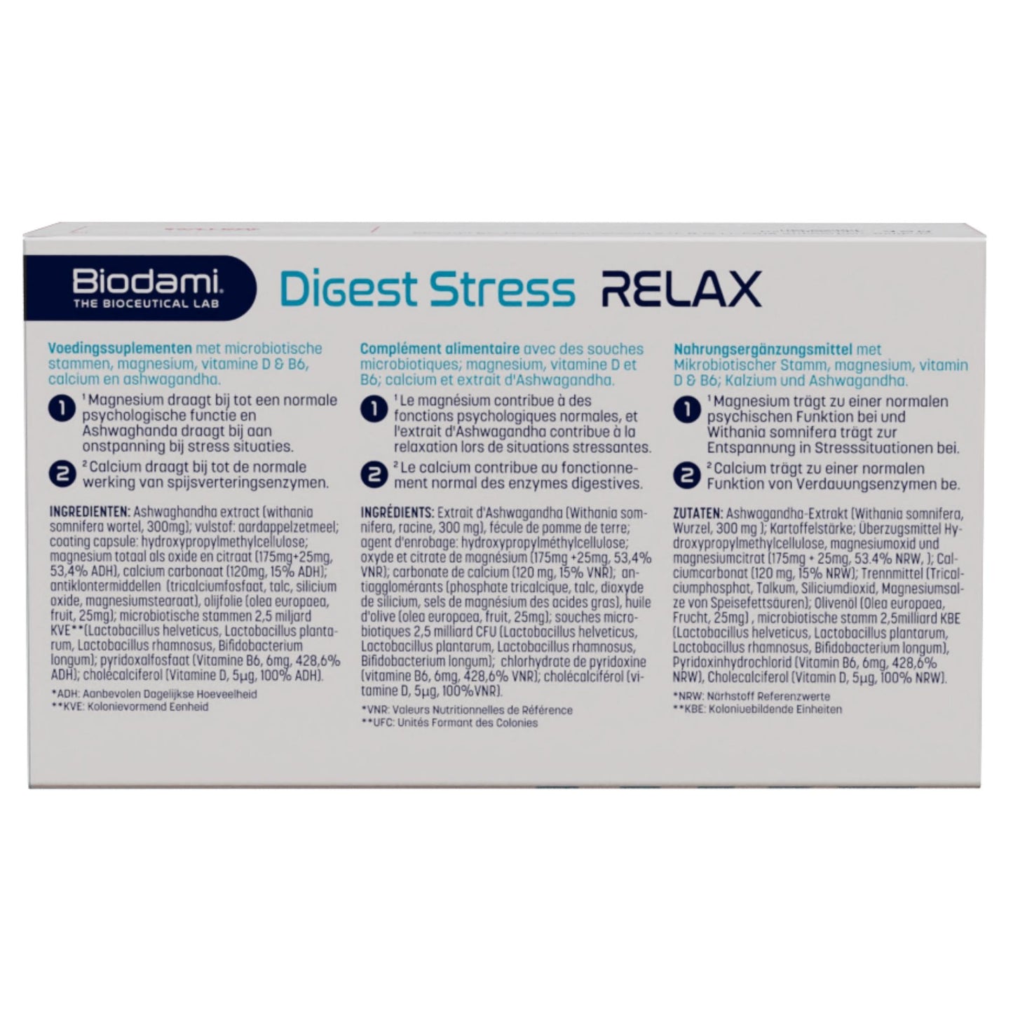 Back of pack shot Digest Stress Relax